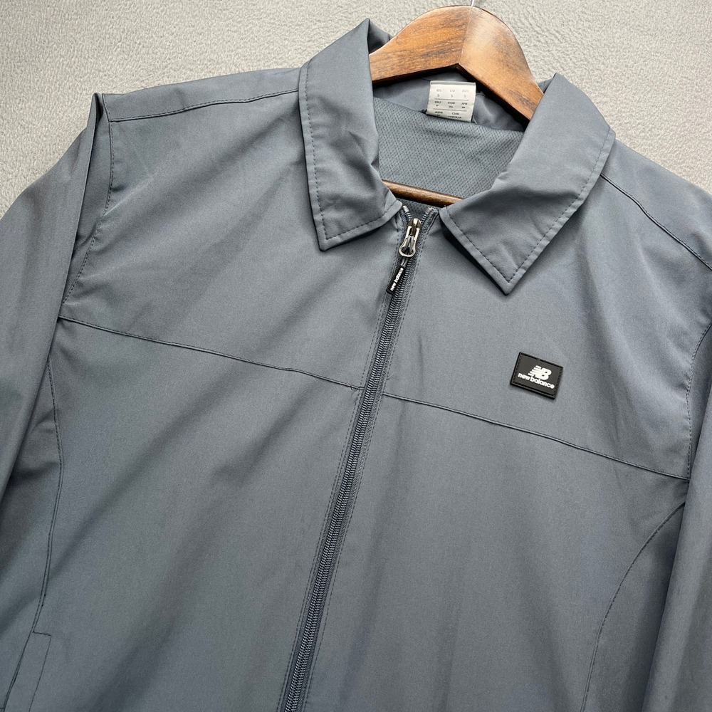 New Balance Windbreaker Full Zip Jacket Mens Small Gray Sportswear Activewear